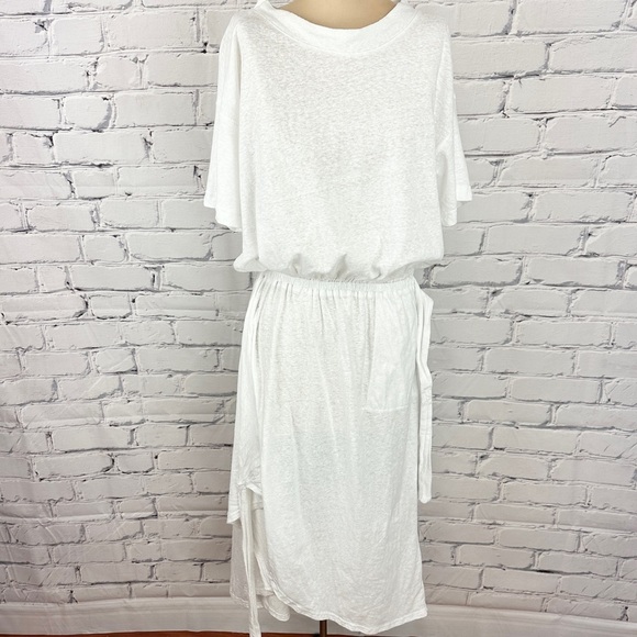 Free People Beach Leila White Tie Waist Wrap Midi Dress Small Cotton Blend - Picture 3 of 13
